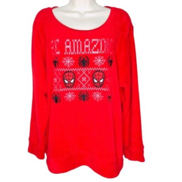 Spiderman Be Amazing Cozy Red Fleece Sweatshirt Pullover Plus Sz 2X 18W-20W - Picture 8 of 8